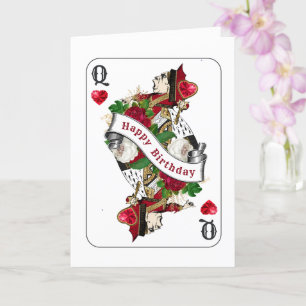 Vintage Red Queen of Hearts Birthday Kort