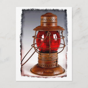 Vintage Red Railroad Lantern Vykort