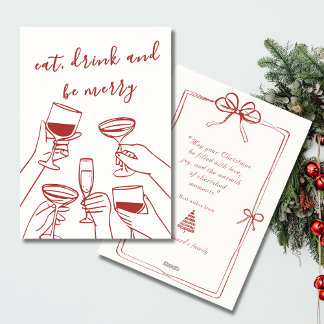 Vintage Red Retro-julkort Julkort