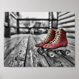 Vintage Red Roller Skates Poster