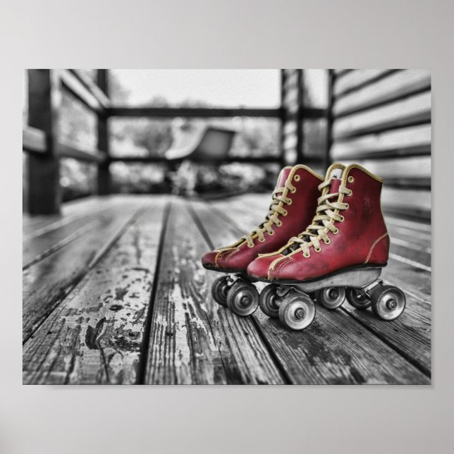Vintage Red Roller Skates Poster (Framsidan)