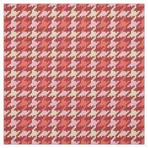Vintage Red rosa Houndstooth plaid mönster Tyg