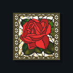 Vintage Red Rose Art Deco på svenska Canvastryck<br><div class="desc">Denna förgyllda röda ros art deco-design kommer också att göra en fin rubinbröllopspresent.</div>