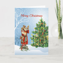 Vintage Red Santa Träd jul