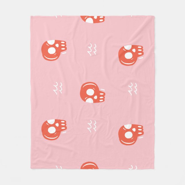 Vintage Red Skull Head Mönster Fleecefilt (Framsidan)