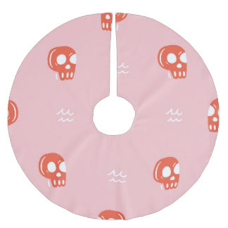 Vintage Red Skull Head Mönster Julgransmatta Borstad Polyester