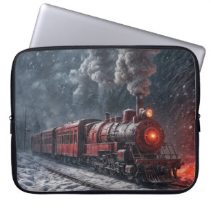 Vintage Red Snö Tåg Laptop Fodral