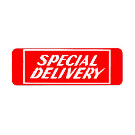 Vintage Red Speciell Delivery-etikett med etikett  Returadress Etikett