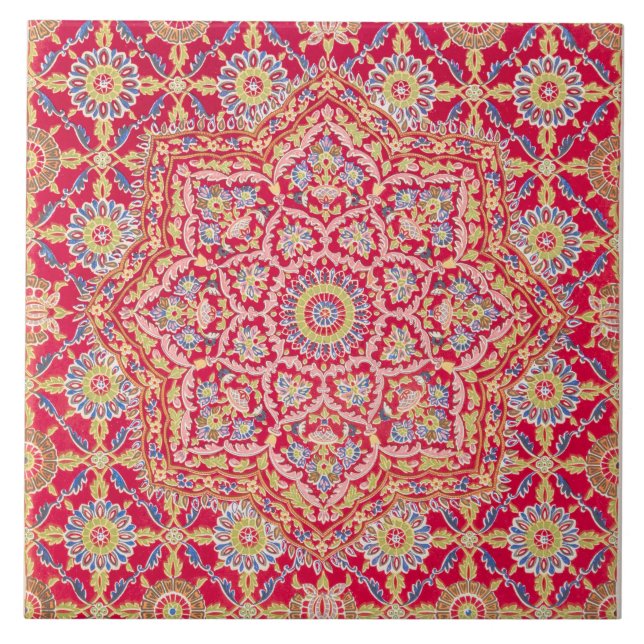 Vintage Red Sultan Ottoman Mönster Ceramic Tile Kakelplatta (Framsidan)
