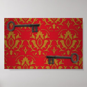 Vintage Red Tapet och Nycklar Poster