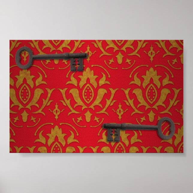 Vintage Red Tapet och Nycklar Poster (Framsidan)