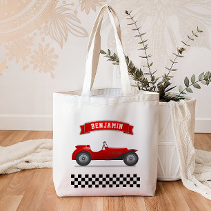 Vintage Red Tävling Car Kids Tygkasse