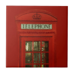 Vintage Red Telefon Box Kakelplatta