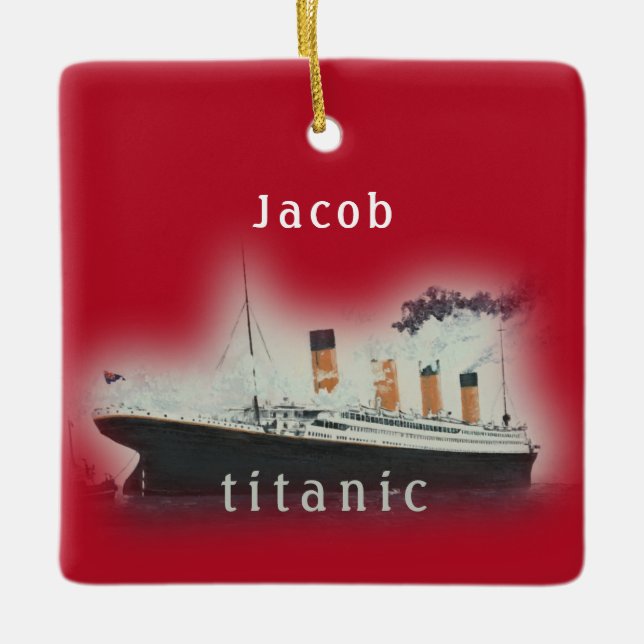 Vintage Red Titanic-jul Julgransprydnad Keramik (Framsida)