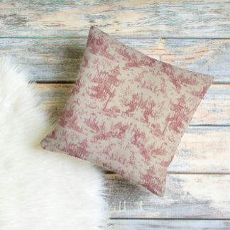Vintage Red Toile Throw Pillow Kudde