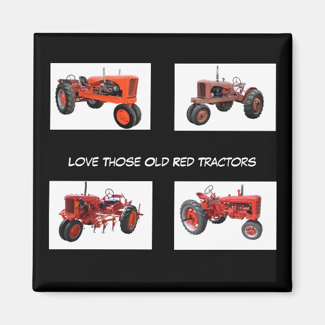 Vintage Red Tractor Magnet (Framsidan)