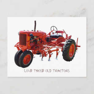 Vintage Red Tractor Vykort