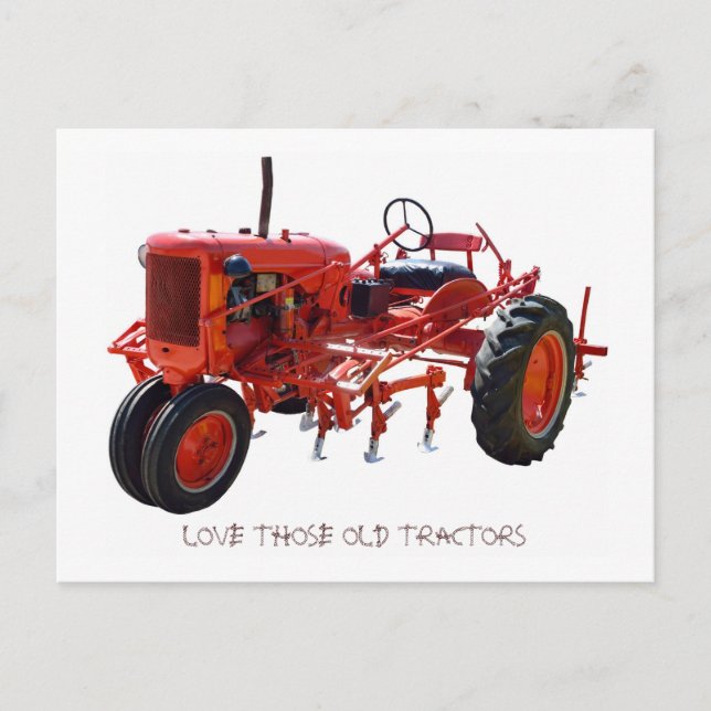 Vintage Red Tractor Vykort (Framsida)