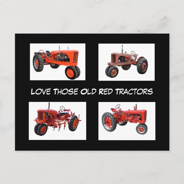 Vintage Red Tractor Vykort (Framsida)