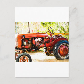 Vintage Red Tractor Vykort