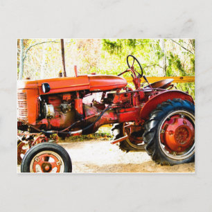 Vintage Red Tractor Vykort