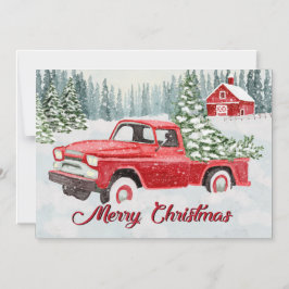 Vintage Red Truck Bringing Christmas Cheer in the  Magnetisk Inbjudningskort