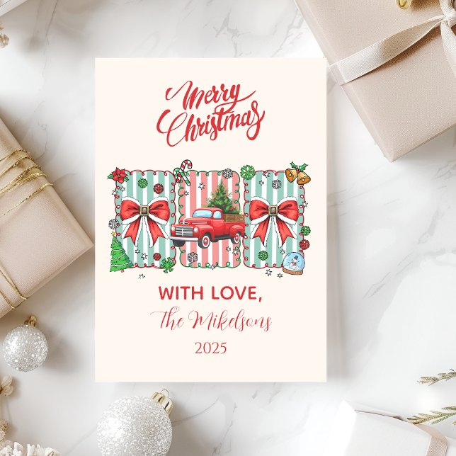 Vintage Red Truck Christmas Julkort (Skapare uppladdad)