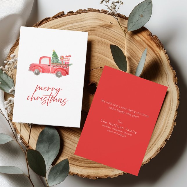 Vintage Red Truck Merry Christmas Holiday Card Inbjudningar (Skapare uppladdad)