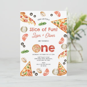 Vintage Red Twillingars Pizza Slice of Roligt 1:a  Inbjudningar