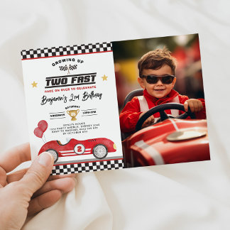 Vintage Red Two Fast Tävling-bildagfoto med kort