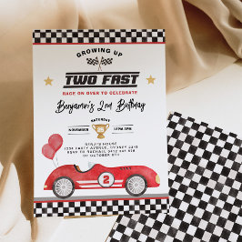 Vintage Red Two Fast Tävling Car Boy 2:a födelseda Inbjudningar