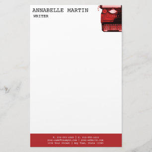 Vintage Red Typewriter Letterhead Brevpapper