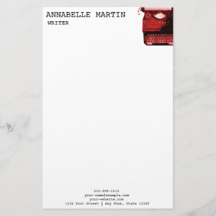 Vintage Red Typewriter Letterhead Brevpapper