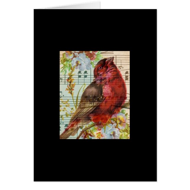 Vintage Redbird Collage Hälsningskort (Framsidan)