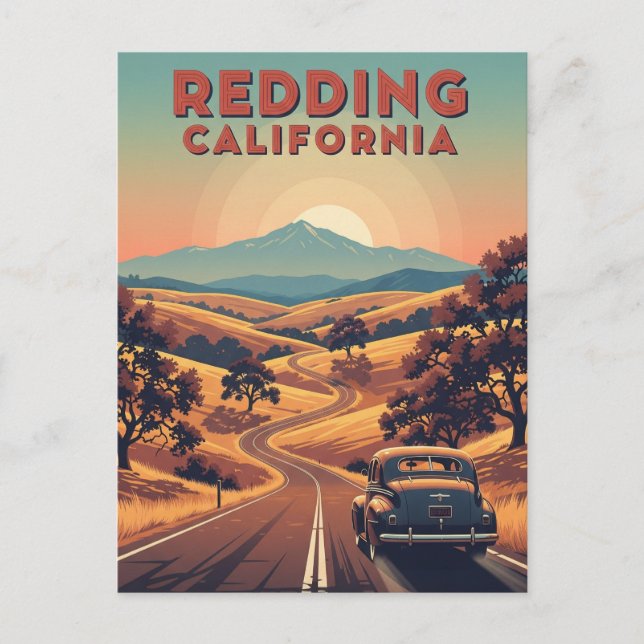 Vintage Redding California Travel Vykort (Framsida)