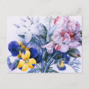 Vintage Redoute Blomsterbukett vykort