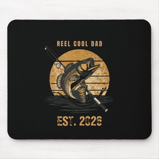 Vintage Reel Cool Dad Fiskegrafik Fars Dag Musmatta (Framsidan)