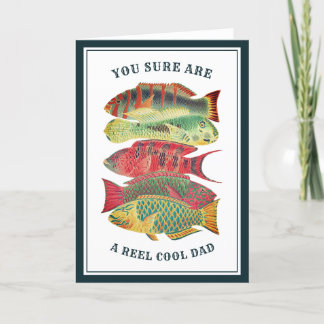 Vintage Reel Coola Pappa Fish Fars dag | Vit Helgkort