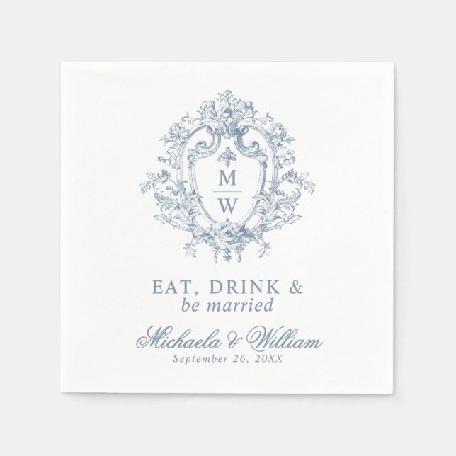 Vintage ReEmergency Monogram Vapensköld Bröllop An Pappersservett (Framsidan)