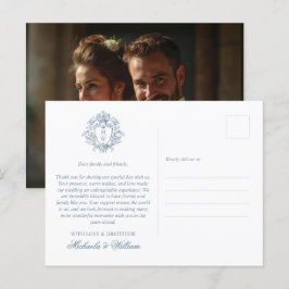 Vintage ReEmergency Monogram Vapensköld Bröllop Ta Vykort