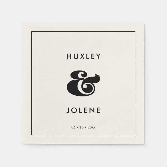 Vintage-reflektorskript bröllop pappersservett (Framsidan)