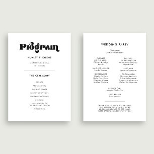 Vintage-reflektorskript bröllop program