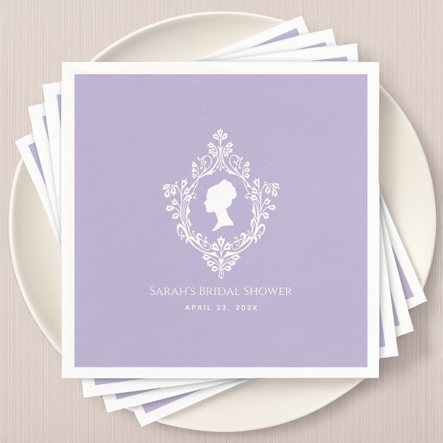Vintage Regency Lavendel Bröllopsdusch Damkrönika Pappersservett (Skapare uppladdad)