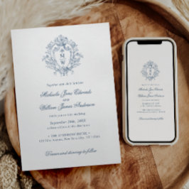 Vintage Regency Monogram Kröningsvapen Icke-Foto B Inbjudningar