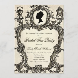 Vintage Regency Rococo Bröllopsdusch Te-partaj Inbjudningar