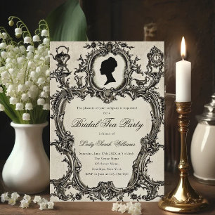 Vintage Regency Rococo Bröllopsdusch Tesalong Part Inbjudningar