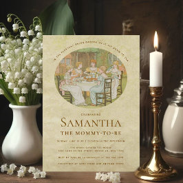 Vintage Regency Trädgårds Te Party Baby Shower Inbjudningar