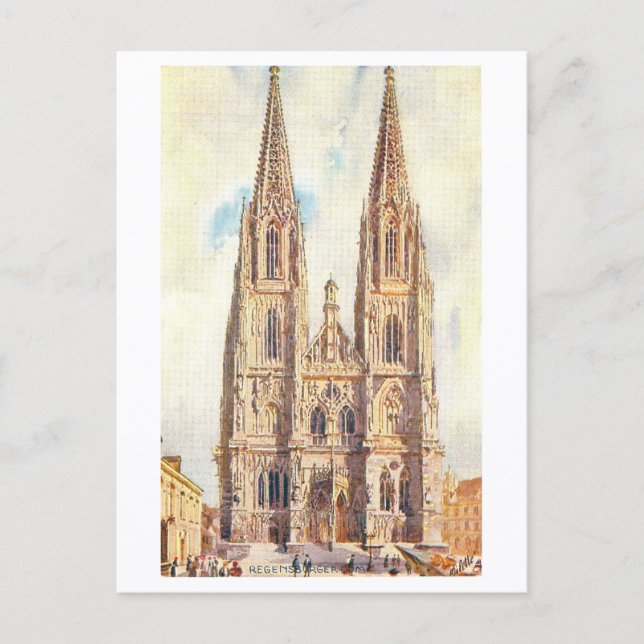 Vintage Regensburgs domkyrka Vykort (Framsida)