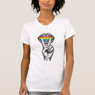 Vintage regnbåge fred hand stolthet vektor skjorta t shirt