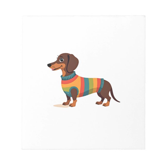 Vintage regnbågströja Dachshund Söt Lång Hund Il Anteckningsblock (Framsida)